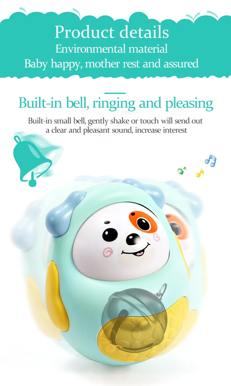 ABS Environmental Protection Materials  Cartoon  Puppy  Rattle Toy Educational Plastic Tumbler  Roly Poly Toy