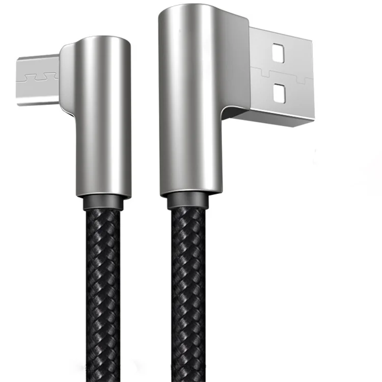Zinc Alloy  nylon braid double elbow  Mobile Phone Fast Charging Data Line Manufacturers dongguan data line