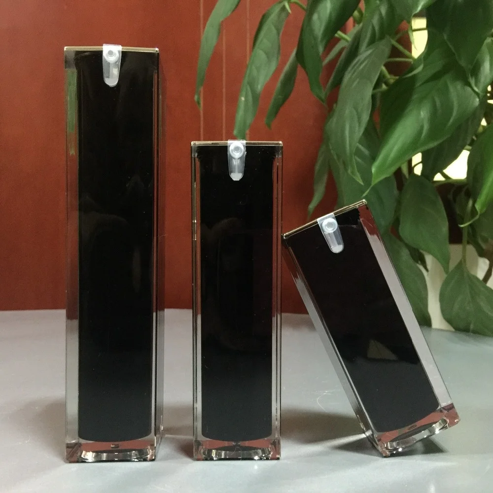 free sample 15g 30g 50g luxury plastic cosmetics square black acrylic cream jar