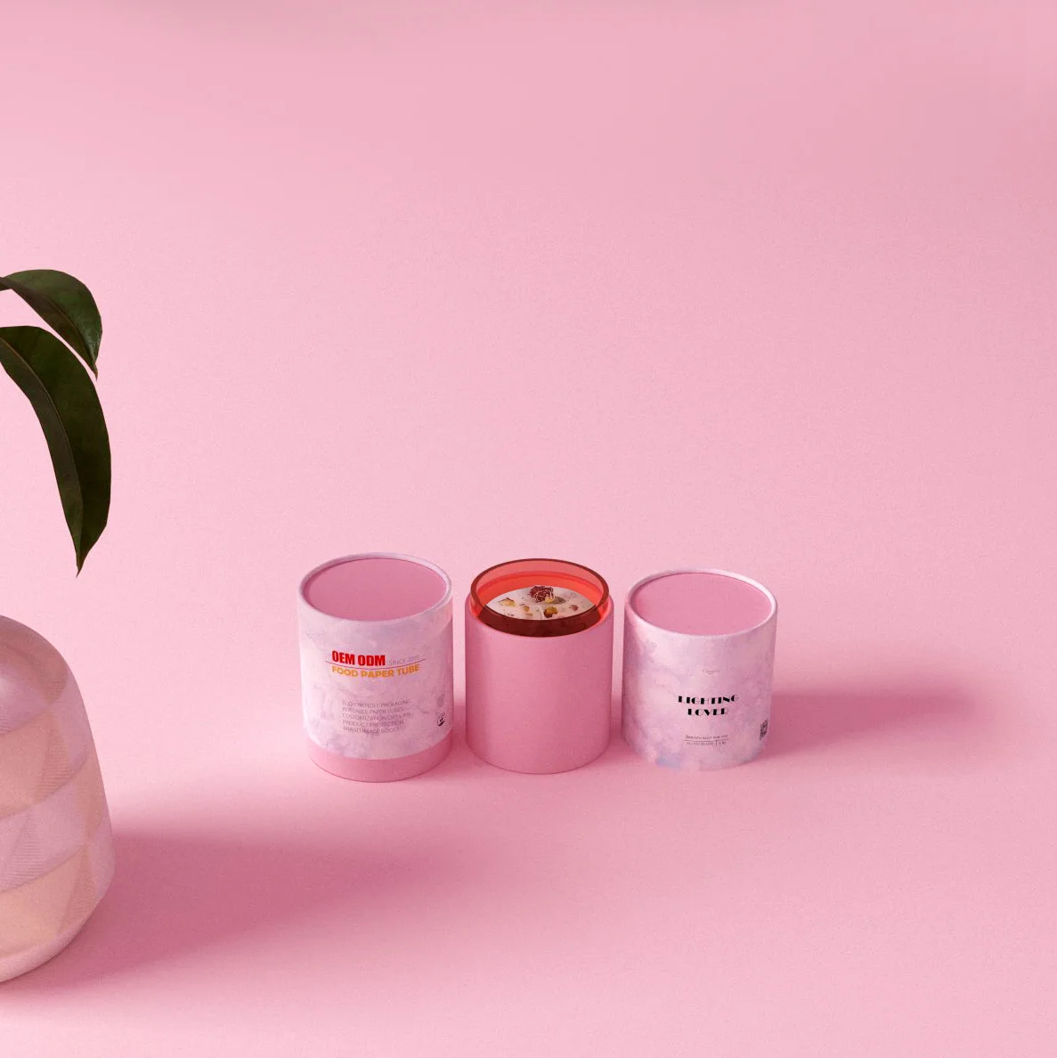 Custom candle tube packaging Handmade Soy Wax Candle Glass Jar cylinder luxury custom paper tube packaging