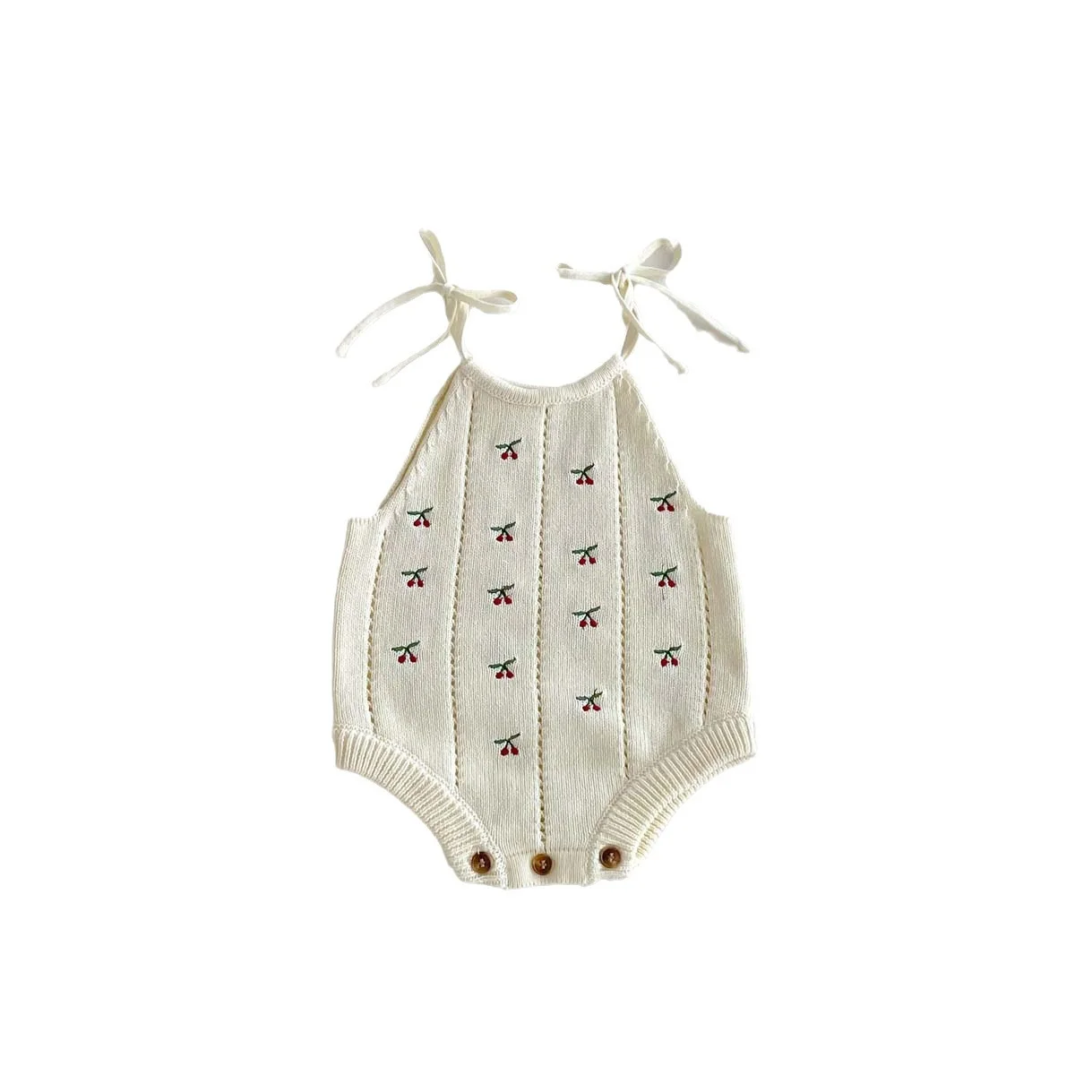 Super cute organic cotton embroidered sleeveless baby knit sweater bodysuit one piece outfits for newborn onesie