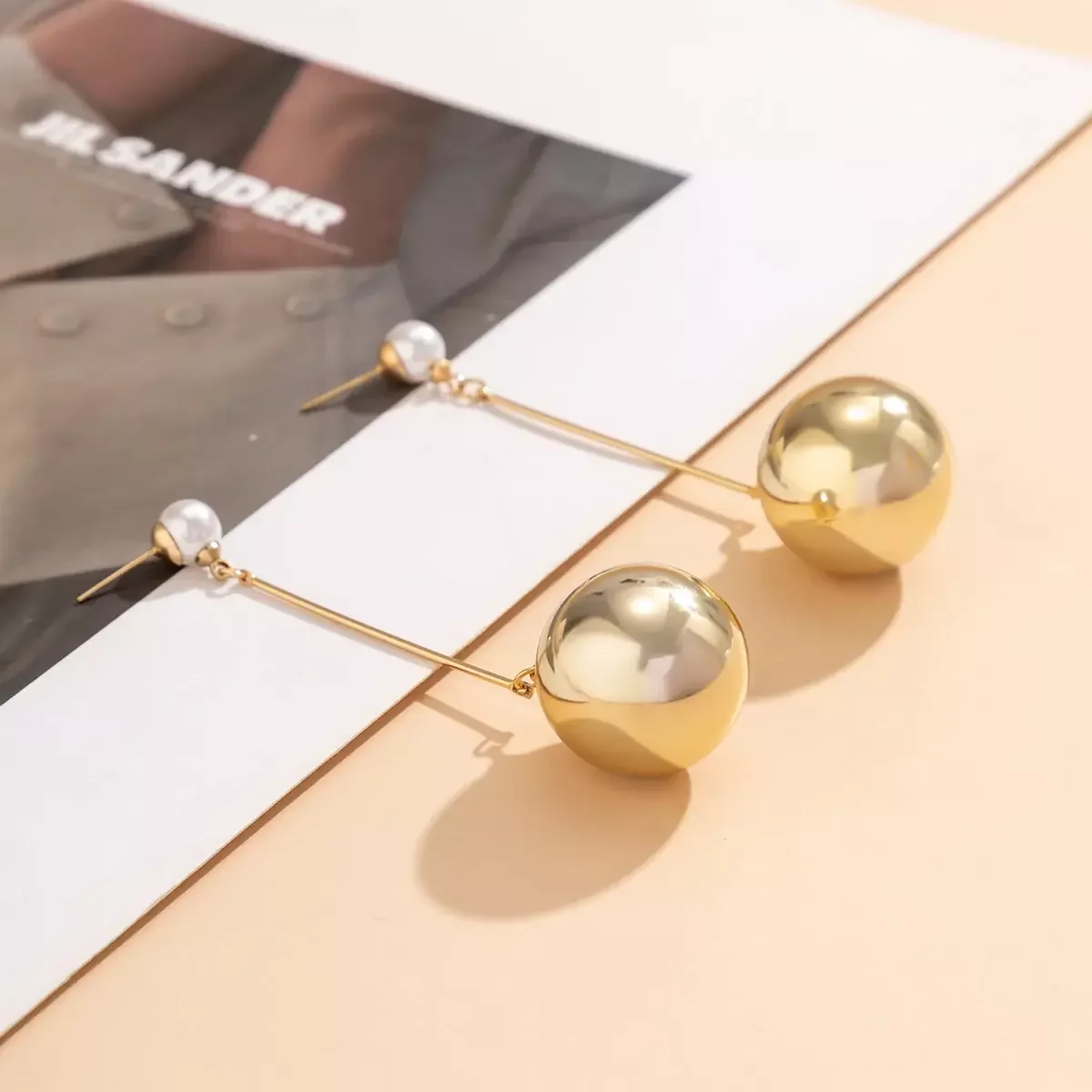 SHIXIN Exaggerated CCB Plastic Ball Pendant Long Drop Earring for Women Punk Fashion Pearl Dangle Earrings Gift New Arrival