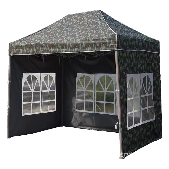 Folding four-corner sunshade outdoor exhibition display  tent Military green camouflage  advertising tent
