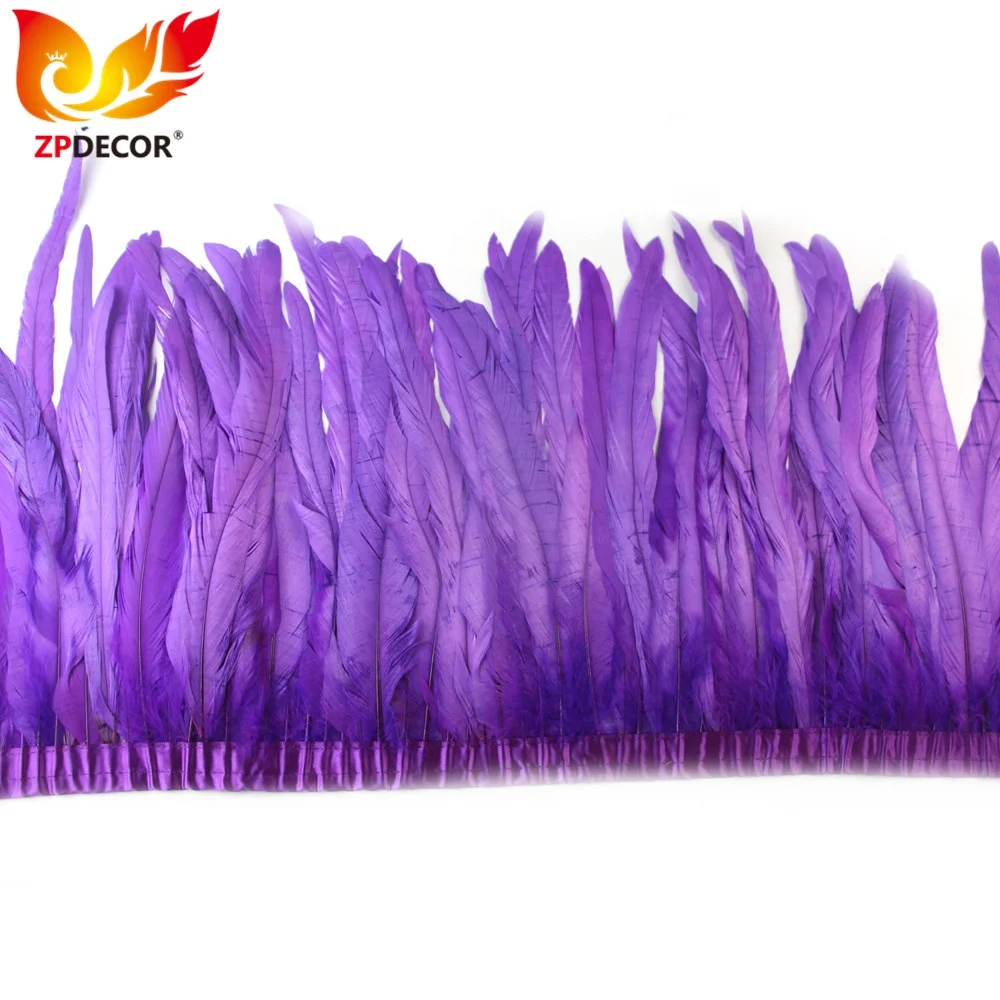 ZPDECOR Wholesale Stock 16 Colors 30-35 cm Bleached Dyed Purple Rooster Tail Feather Trim for Brazilian Men Carnival Costumes