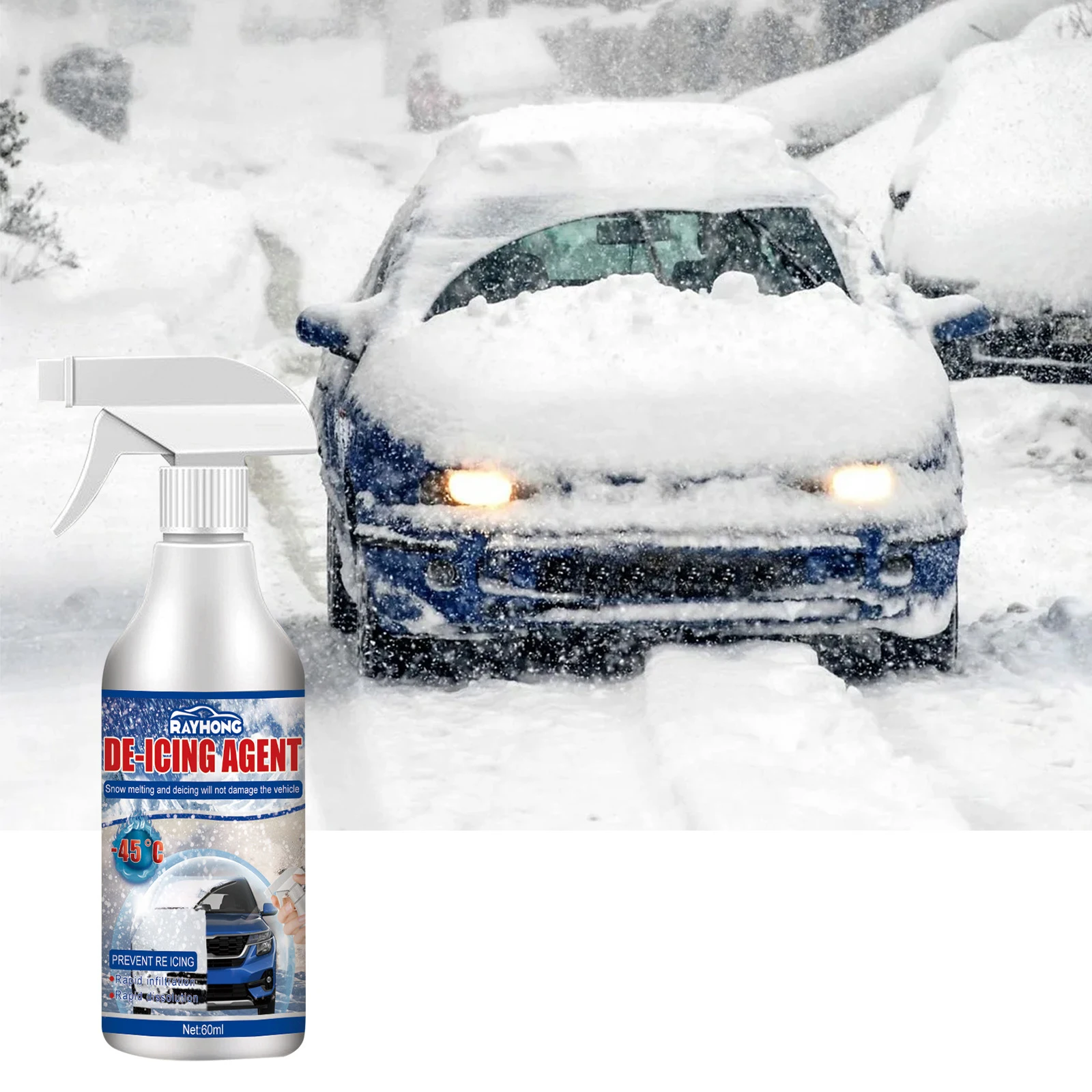 Автомобильный размораживатель Rayhong, быстрое плавление, автомобильный размораживатель снега, устойчивый к царапинам, автомобильный размораживатель, жидкий спрей