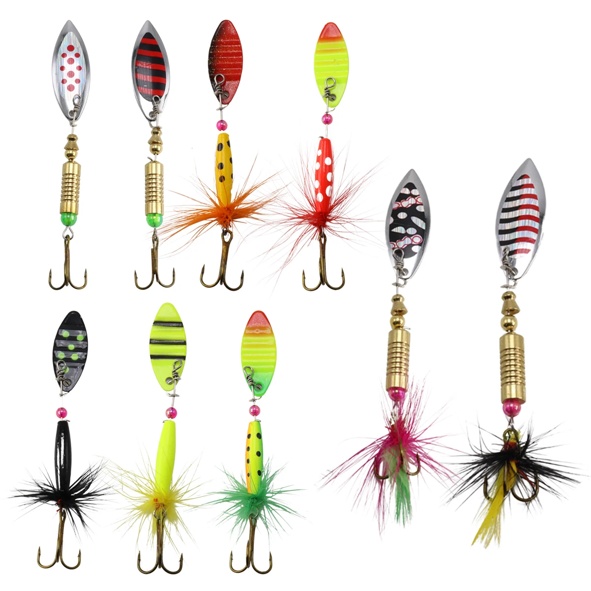 High Quality Hard Metal 7.5g 8g Bass Trout Salmon Vib Spinner Baits Fishing Lure Spoons