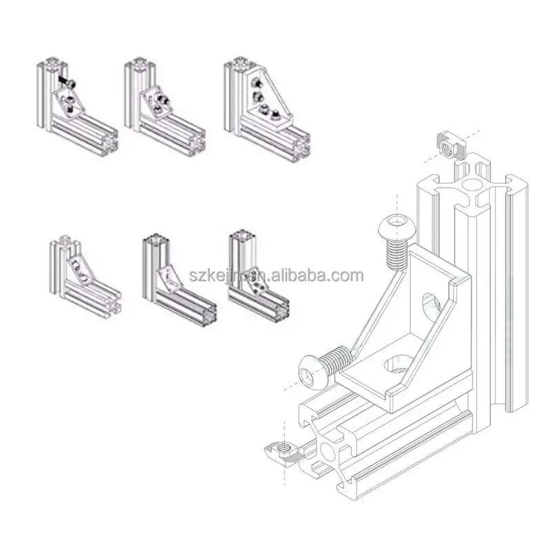 Hardware Aluminum Profile Fasteners 20/30/40 L Shaped Metal Bracket Used For Aluminium Profiles