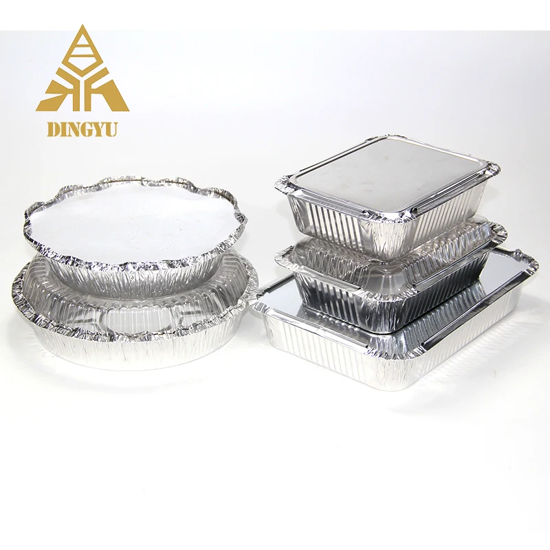 Прямоугольный вынос DY1813, фабричная оптовая цена, контейнер из алюминиевой фольги с крышкой для fastfood