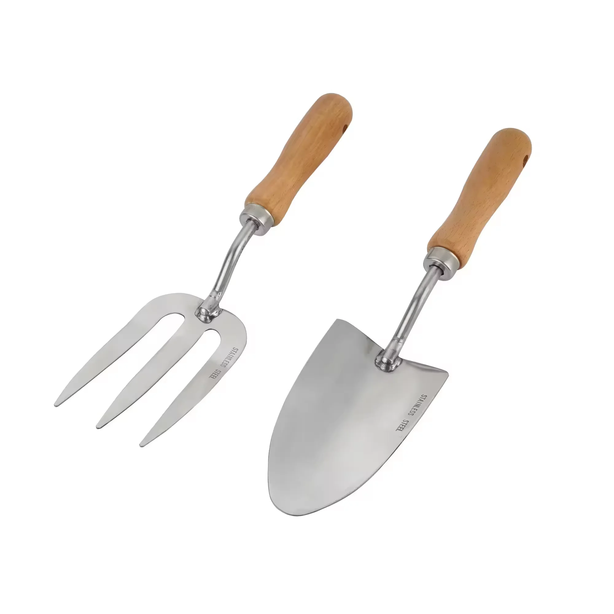 Eco Friendly Stainless Steel Polishing 5pcs Shovel Weeder Rake plant mini home wooden gardening garden tools hand tool set kit