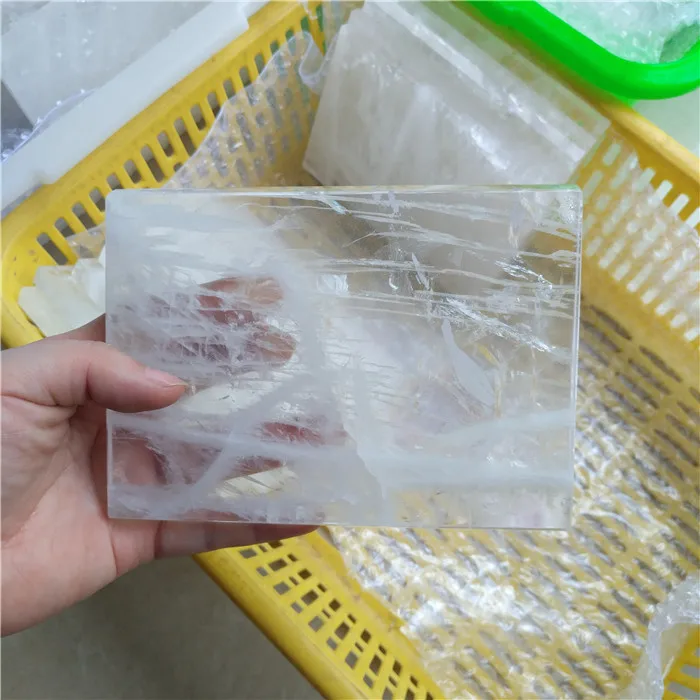 hand carved natural rock clear quartz crystal slice standard size crystal plate for sale