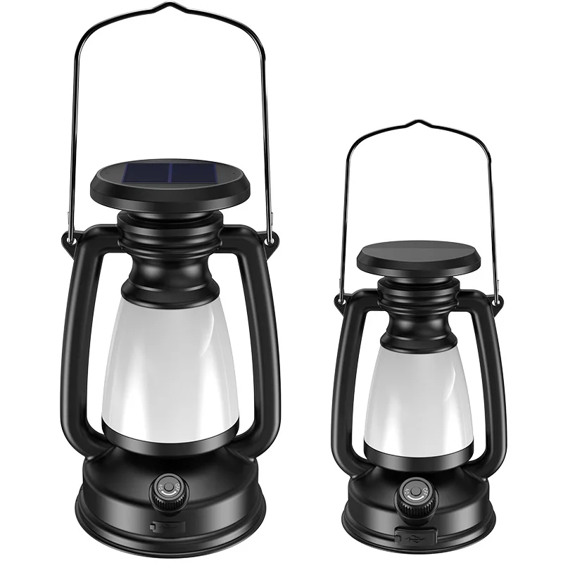New Arrival Retro Solar Desk Lamp Rechargeable LED with Kerosene Lamp Style for Outdoor Camping Satchel & Emergency Use