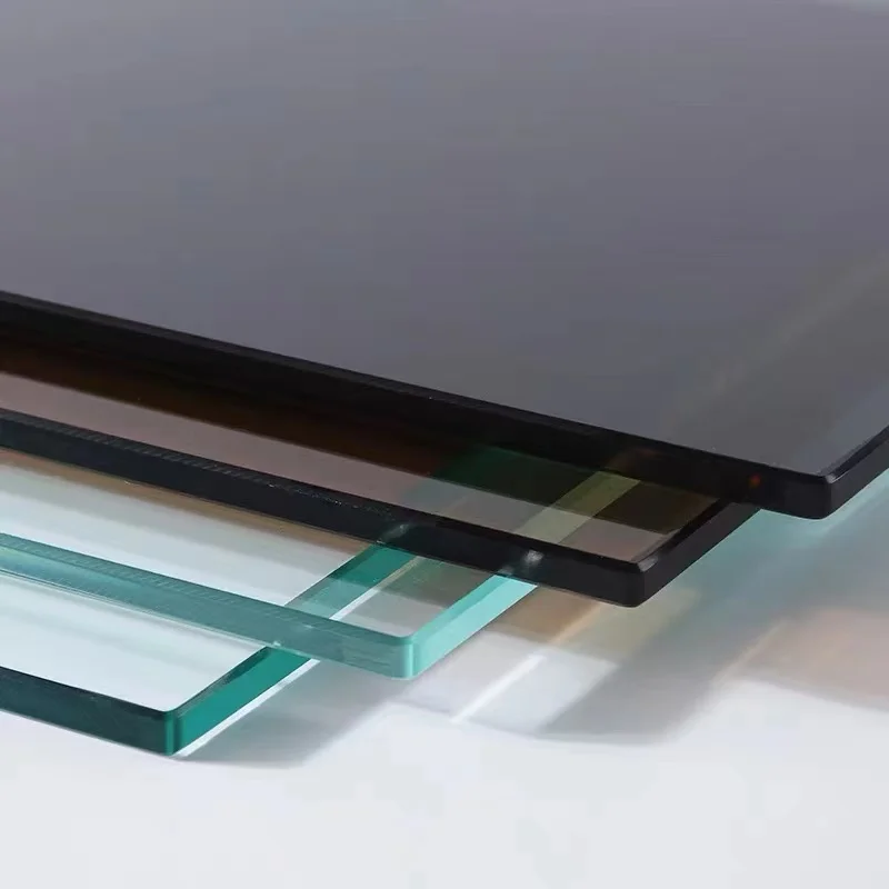 5mm-12mm colored float smoke black ash tempered glass size custom desktop glass