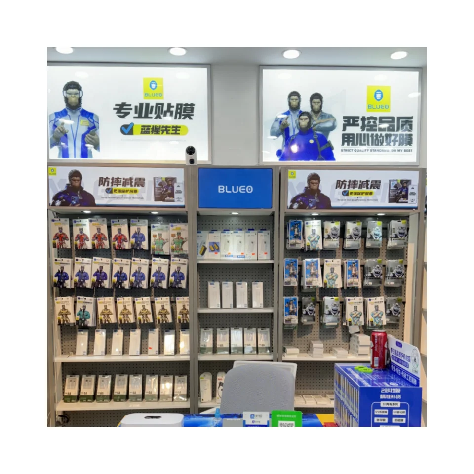 Modern Accessories Glass Soft Led Screen Vitrine Mobile Phone Case Display Showcase Custom Shopping Mall Kiosk for Cell Phone