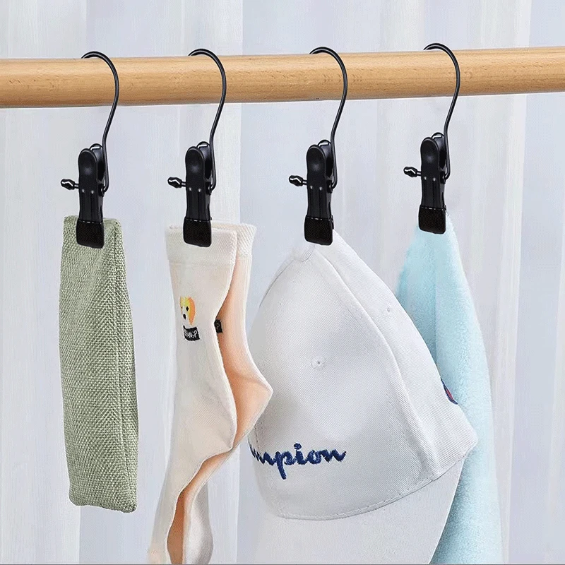 wholesale electrophoretic 3-shaped PVC Coated Metal Spring Clothespin Non-slip Sock Hat black single Clip Hangers