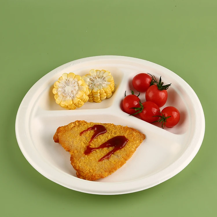 Круглые бумажные тарелки с 3 отсеками