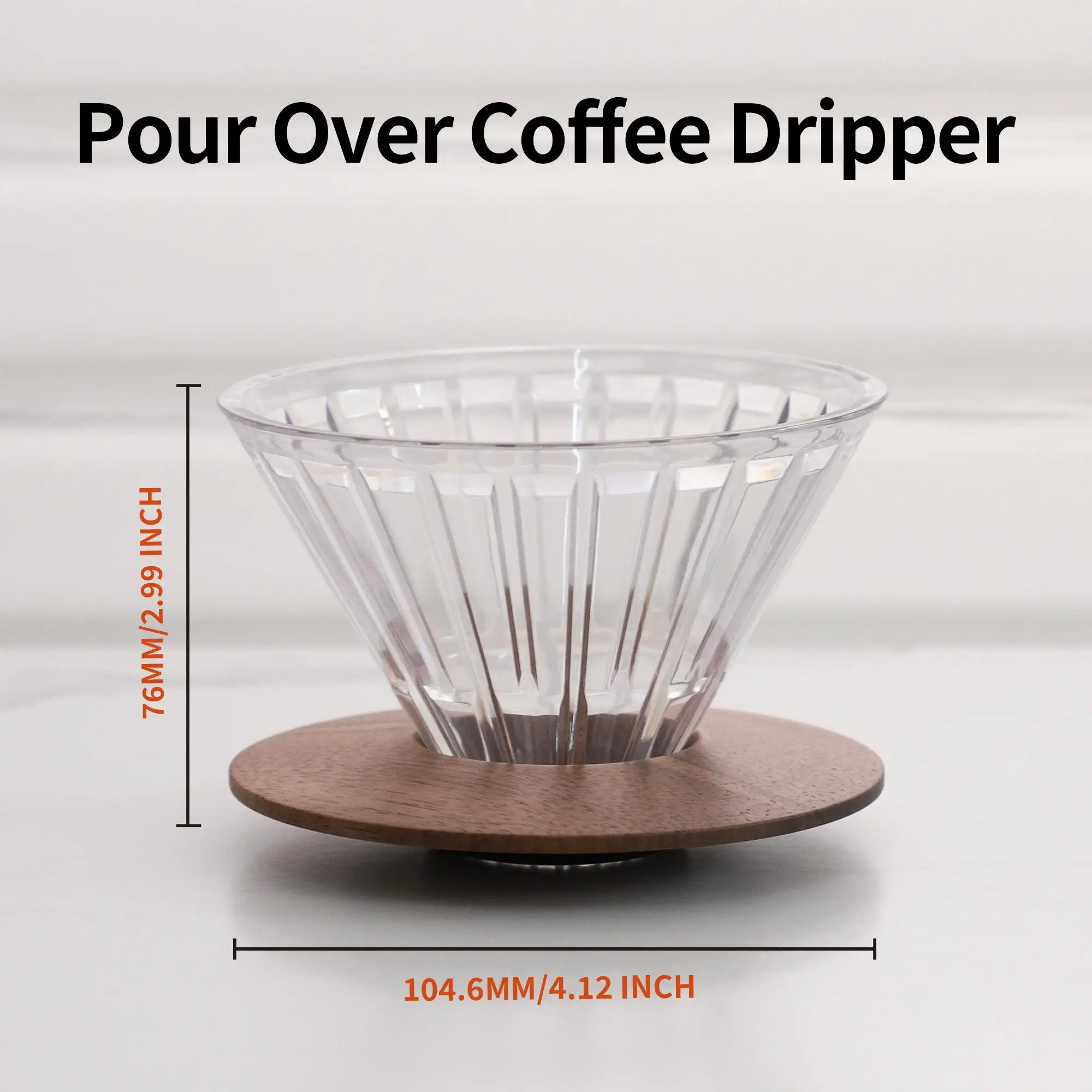 Pour-over Coffee Dripper ABS Fiter Cup Walnut Base Driper Home-use Filter Cup 1-2 Cup Coffee Filter