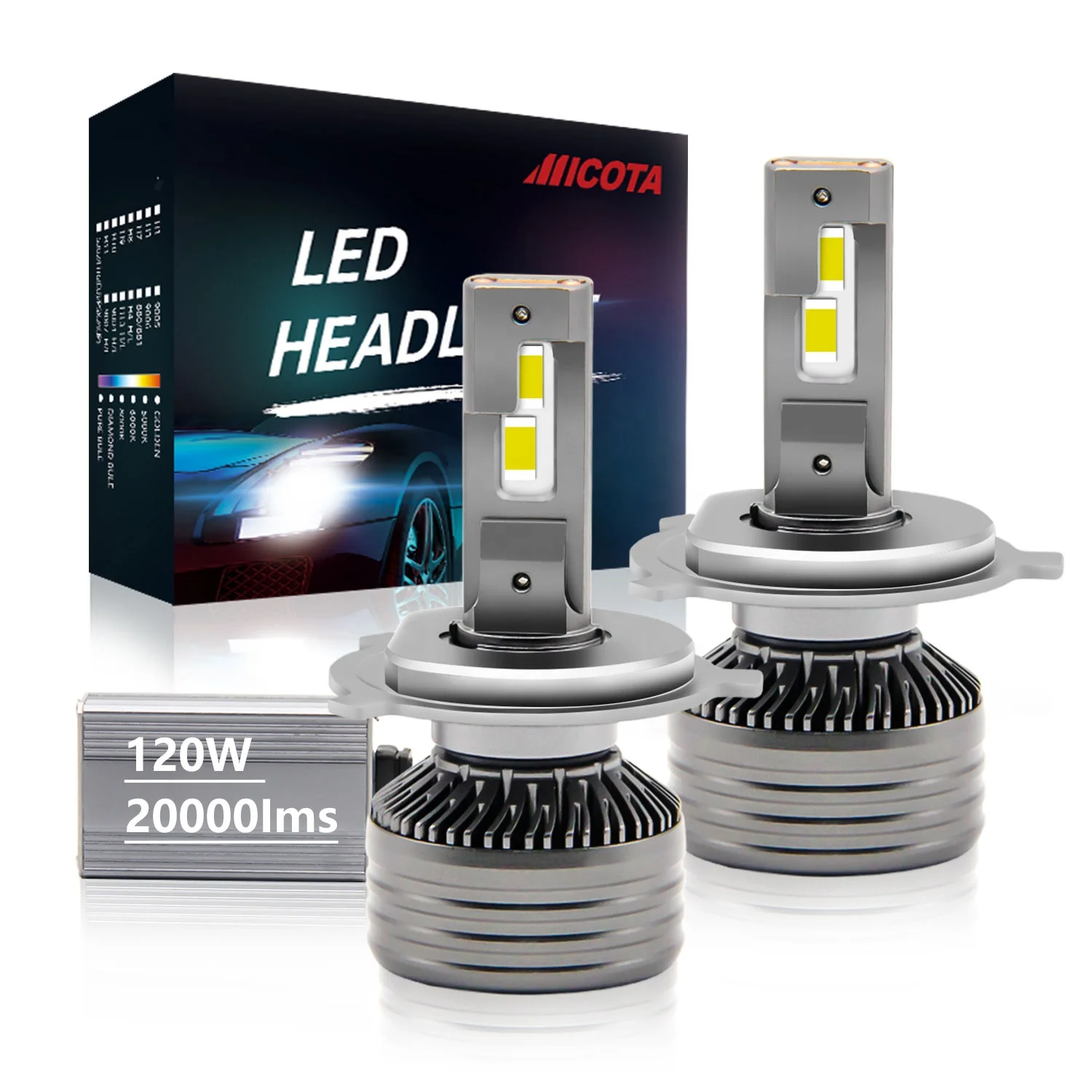 High Power G39 Double Cooper Tubes Car LED Work Light 120W 20000lm LED Headlight H4 12000LM Off-Road Vehicle Headlight