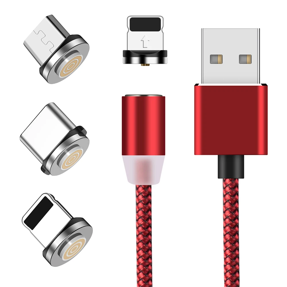 ZENBEL Hot 3 in 1 LED Metal Fast Charging Magnetic Charging Cable Charger Connector Micro Type C USB-C With Lighting USB Cables