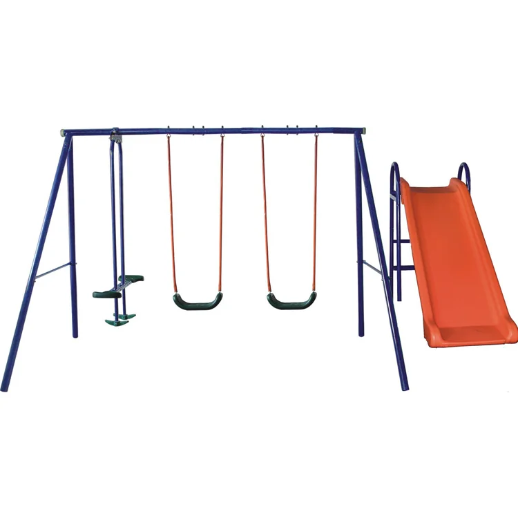 Factory Sale Various Baby Plastic Kids Slide Children Swing Sets With 2 Swing Seats