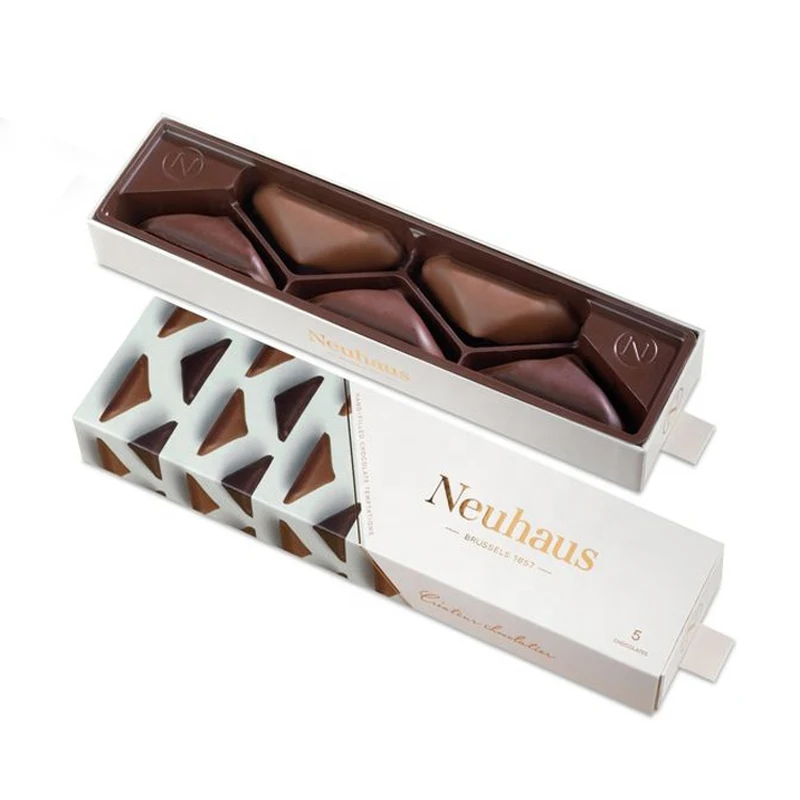 Wholesale Luxury Custom Cardboard Chocolate Boxes Packaging Rectangle Shape Sliding Drawer Rigid Gift Box With Butter Paper