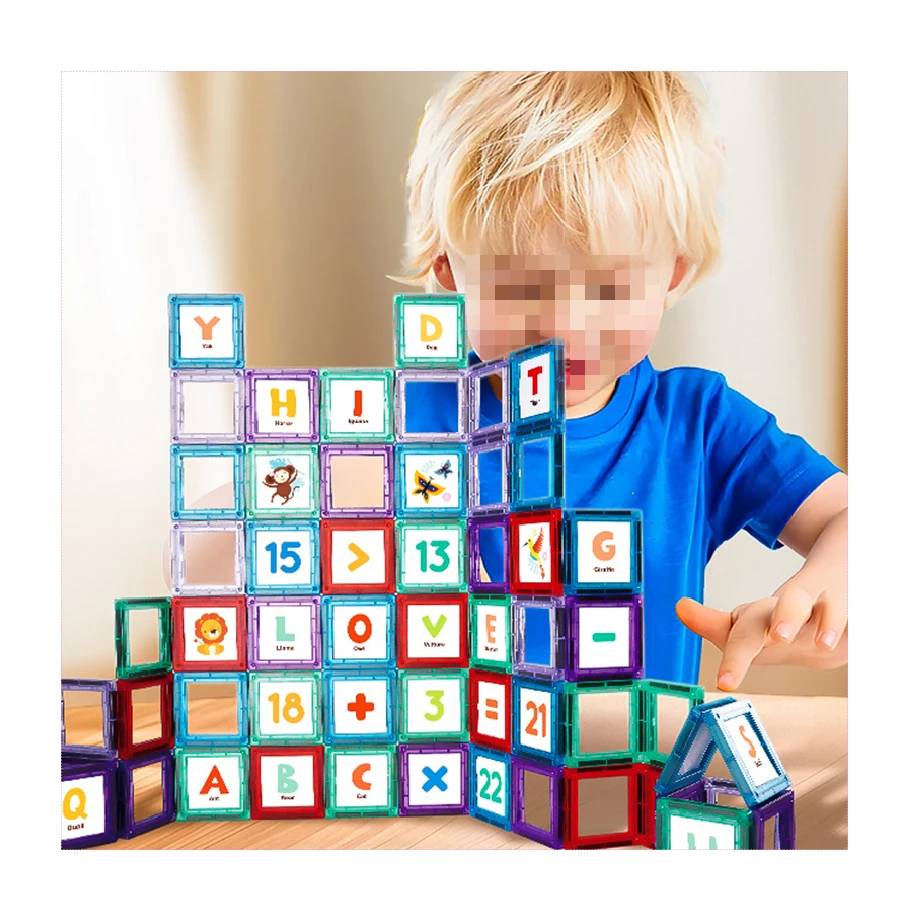 Factory  Custom Toddler early learning educational toy kids abc alphabet block for children Magnetic Tiles Building Block Bricks