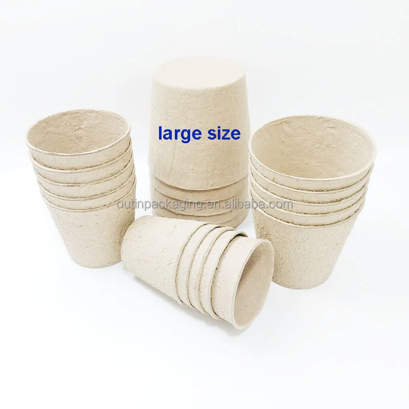 100% biodegradable transplanter pulp paper flower plant seed starter peat pots for seedlings large size flower plant seeding cup