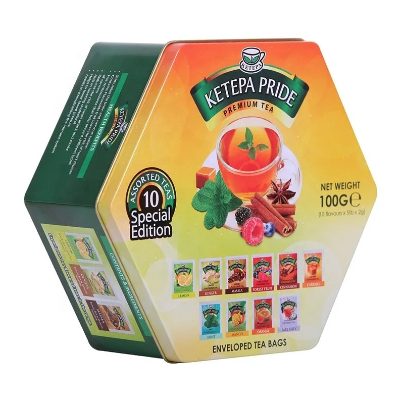 Antique Design Food Grade Sexangle Metal Box for Cookie Hexagon Shape Tin Box