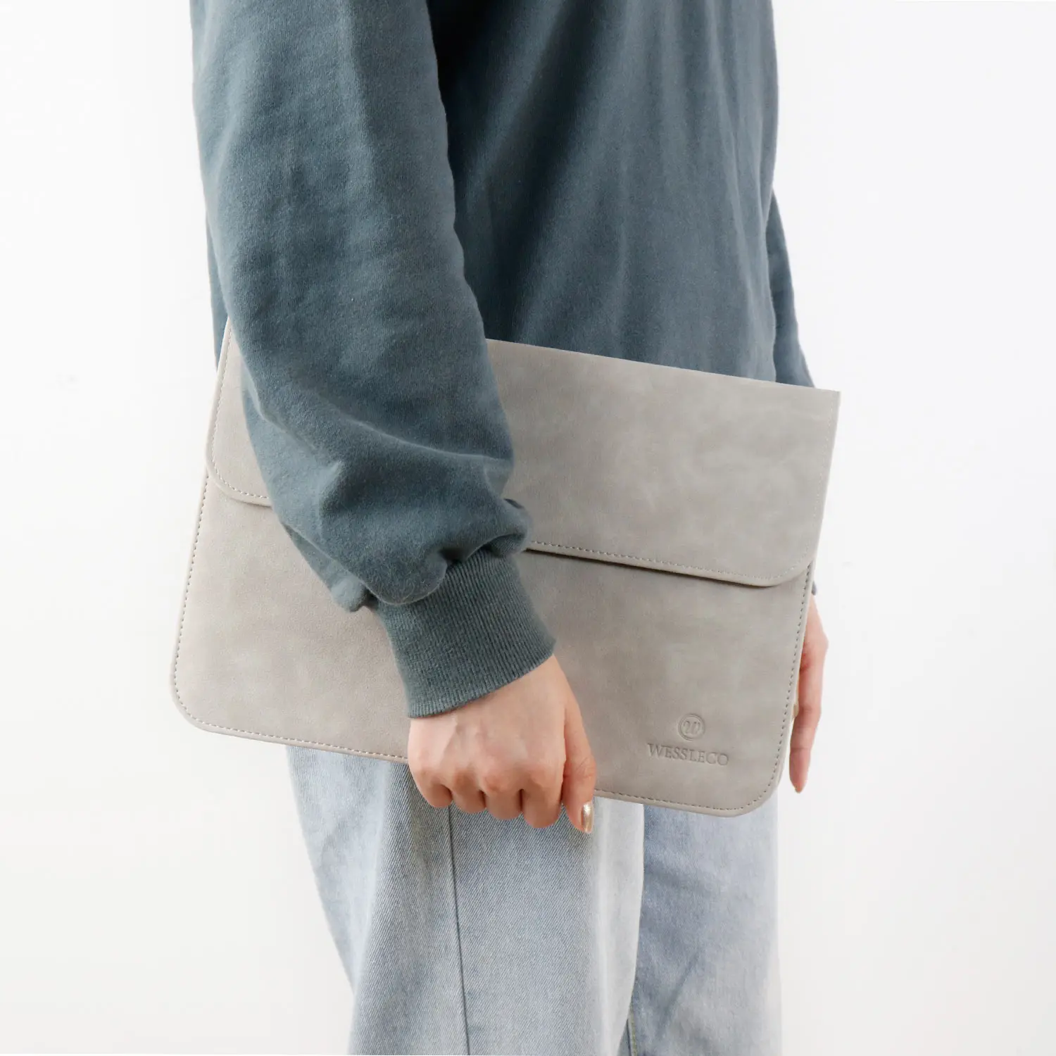 
Wessleco waterproof custom Slim fashion pu leather laptop sleeve for Macbook Pro 13 Laptop Sleeve 