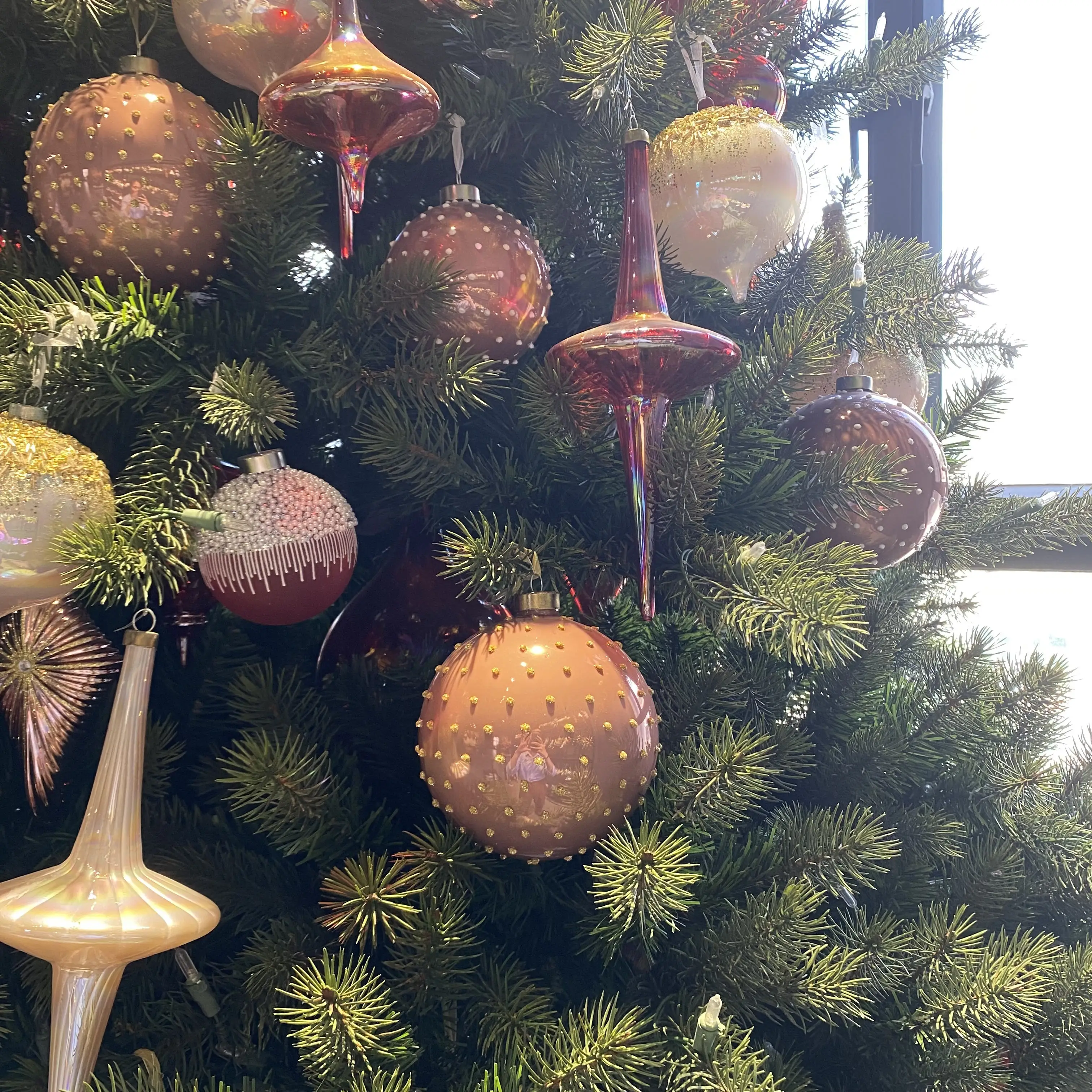 New Product Different Shaped Handmade Christmas Tree Decor Hanging Ornaments Red Glass Ball Crafts