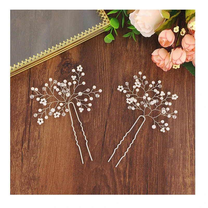 Leaf Wedding Hair Comb Pins Set Crystal Bridal Jewelry Accessories Women