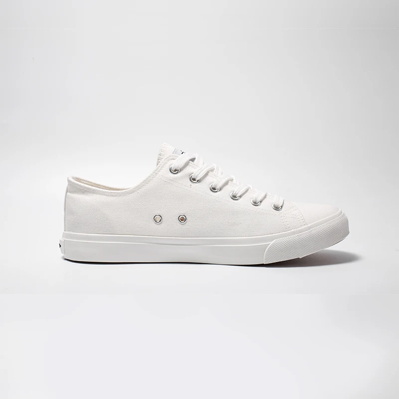 Mens Custom Made Plain White Sneakers Daily-wear Casual Shoes Canvas Trendy Shoes