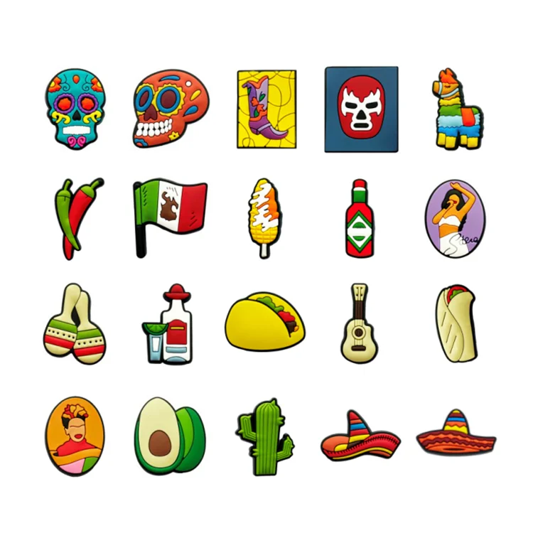 2022 Wholesale Mexican Style Croc Charms Custom Designer Charms For Kids Clog Shoe Charms Gifts