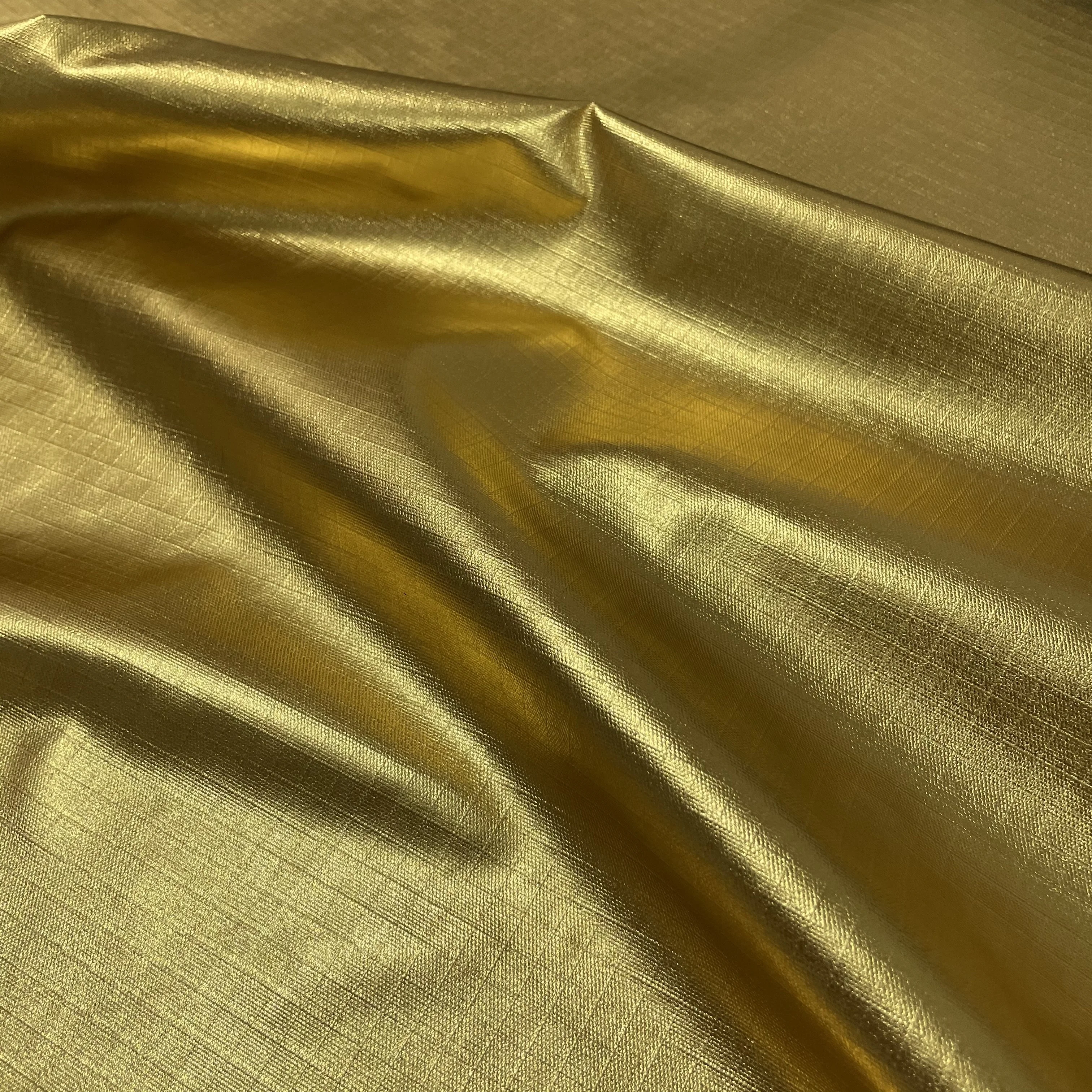 
100% Nylon 0.7CM*0.7CM Ripstop Resistant to Scrating Gold Pressed fabric for Upholstery and Garment 