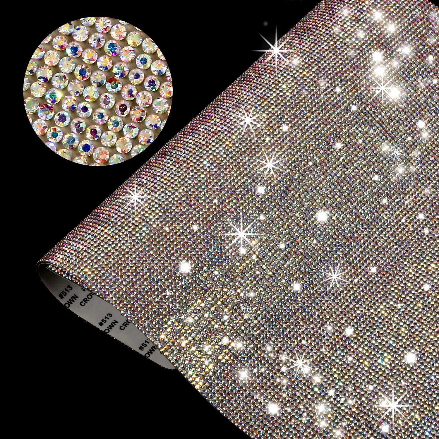 Wholesale 24*40cm Fast Delivery Glass Hot Fix Rhinestones Self-adhesive Crystal Bling Rhinestone Mesh Sheet For Clothes