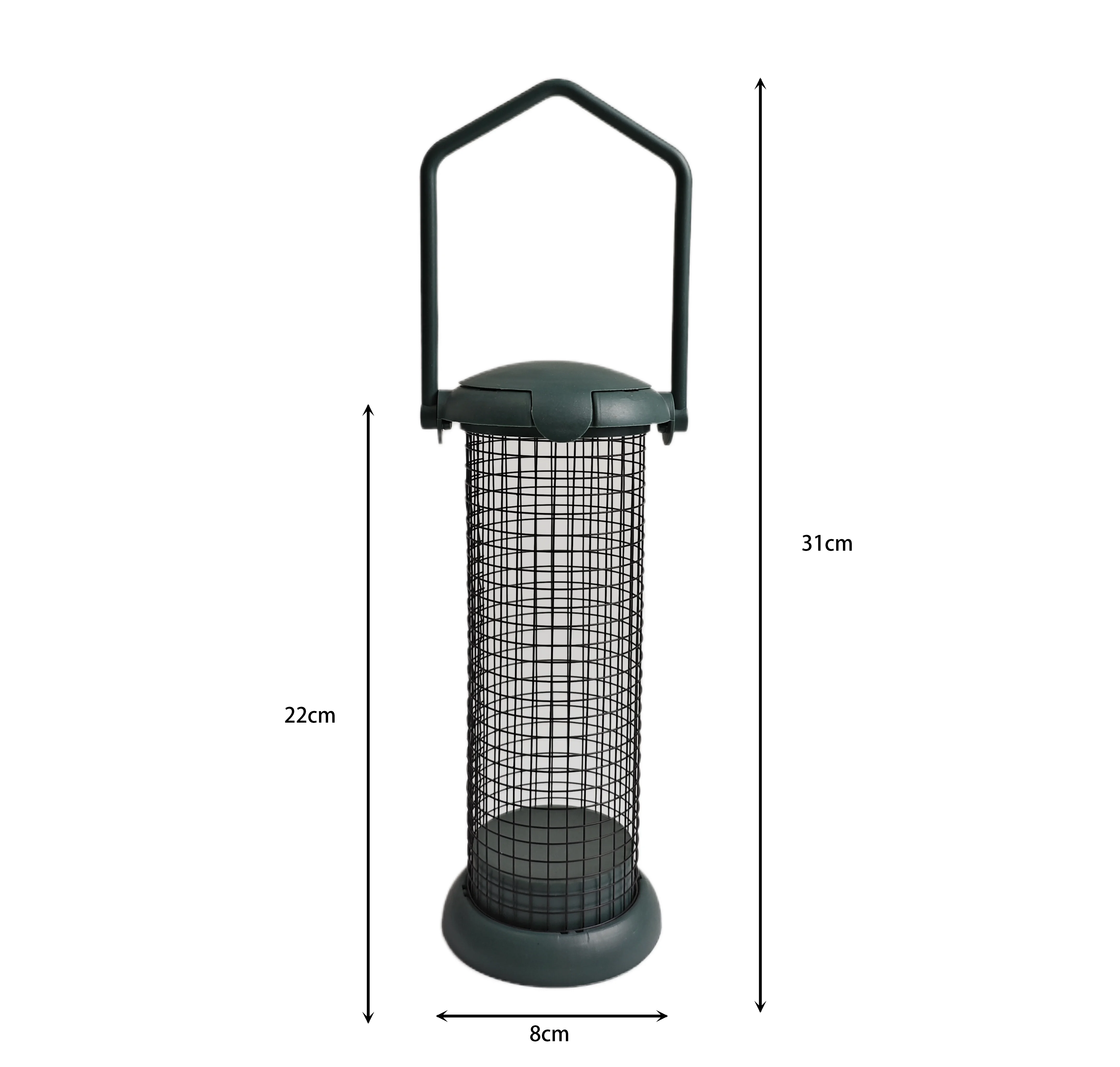 2024 Customized Outdoor Plastic Wild Bird Feeder with Green Hanging Iron Mesh Tube Wholesale Automatic Feature