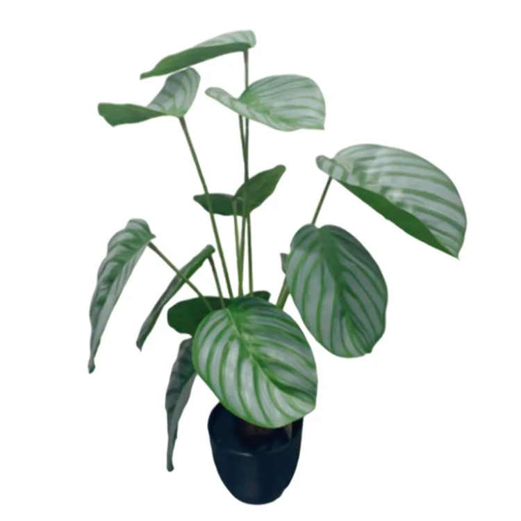 Real Touch 50cm Artificial Green Apple Leave Plant Bonsai Plante Artificielle Alocasia Plastic Indoor Decorative Alocasia Plants