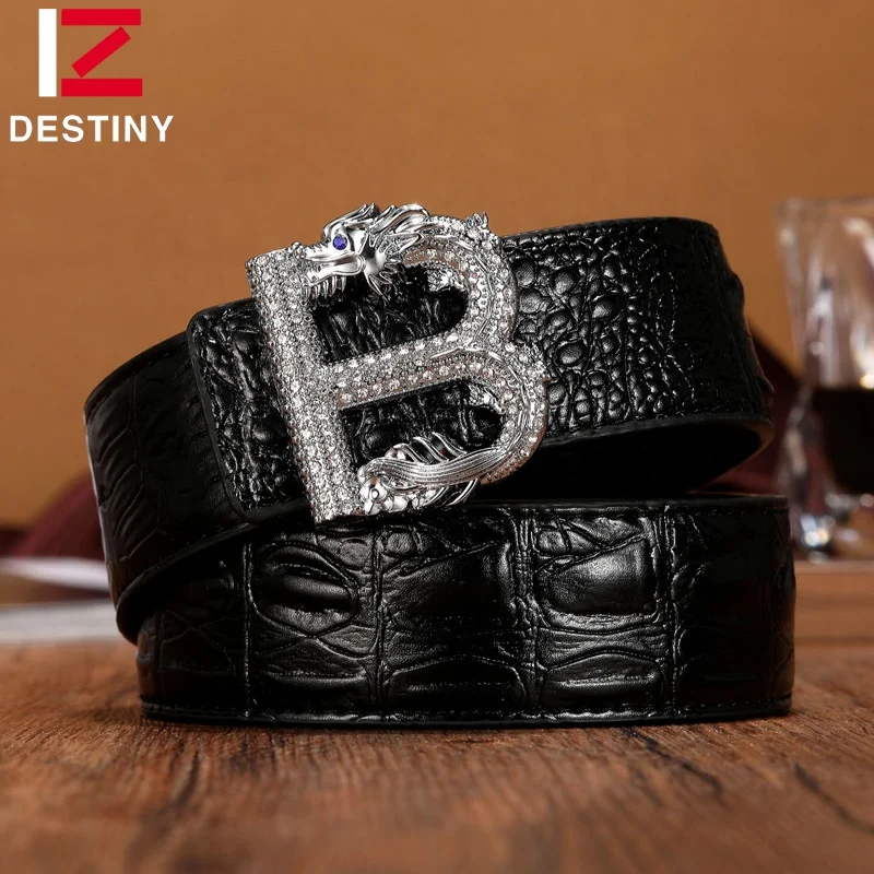 Fashion Rhinestone Buckle Factory Wholesale  Luxury Brand Famous Designer B Men Leather Belt