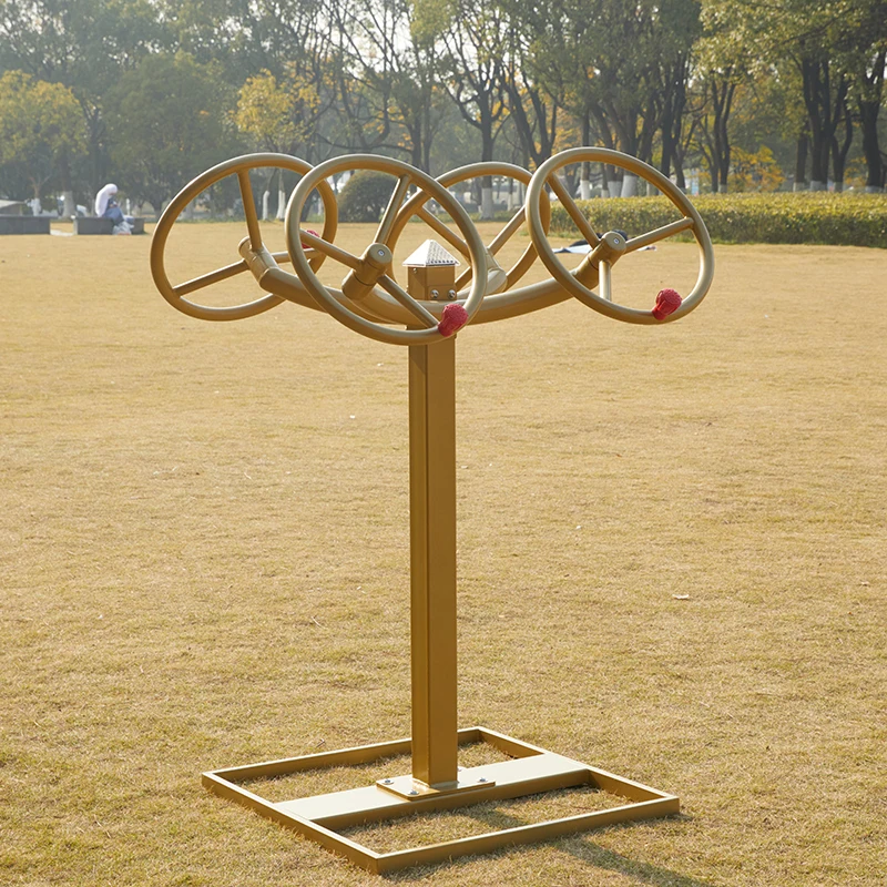 KINPLAY Outdoor  Fitness Shoulder Rehabilitation Device Golden 4 Wheel City Park Tai Chi Spinner