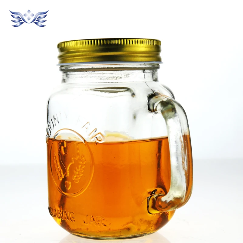 16 oz color Inventory drinking glass cup custom embossed  glass mason jars