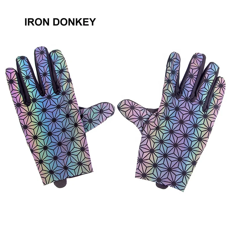 IRONDONKEY Summer Reflective Colorful Riding Gloves Racing Mountain Bike Anti-collision Motorcycle Waterproof Bike Gloves