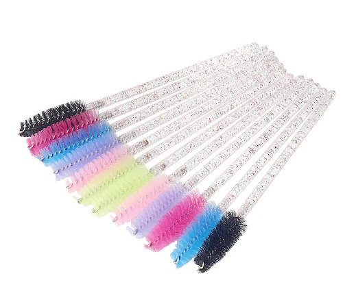 50pcs/pack Wholesale Disposable Glitter Handle Lash Extension mascara Wands Curler Spoolie Brush Eyebrow Makeup Applicator Brush