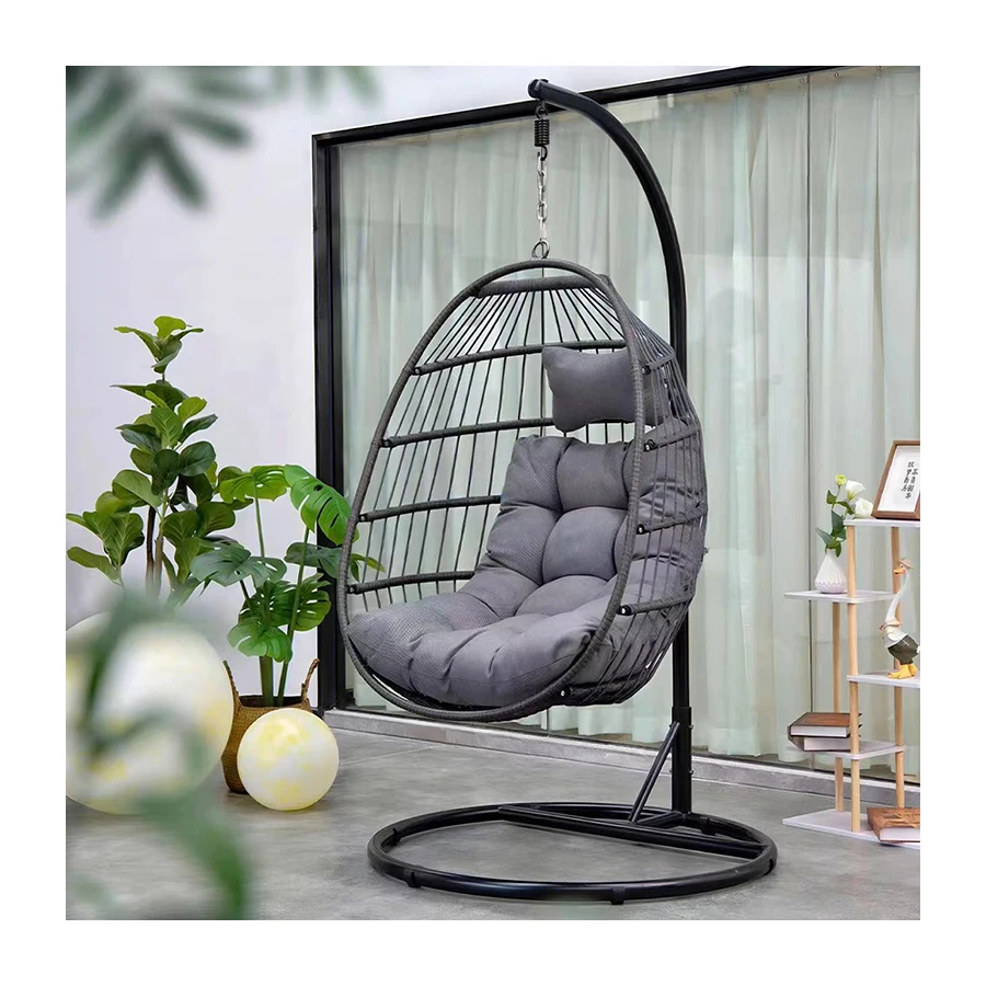 Egg Large Rattan Wicker Swing Hanging Chair Foldable Swing Chairs For Indoor Outdoor Patio Basket Seat
