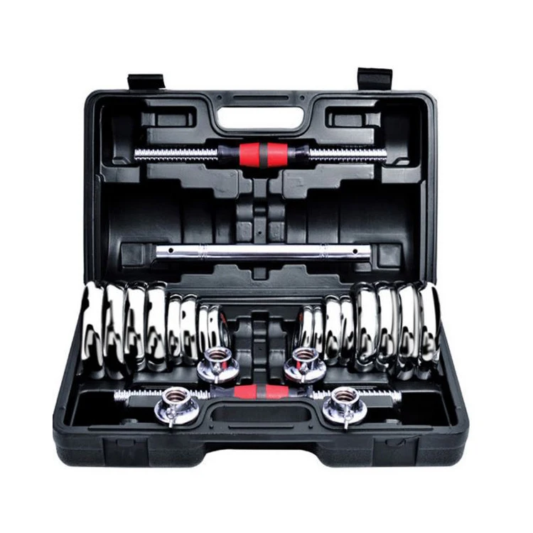 
Hot sale amazon factory 15kg 20kg 30kg 40kg 50kg Adjustable chrome plated Dumbbell Set 