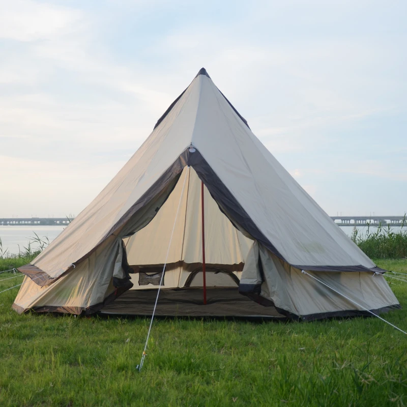 Four Season Single Layer Waterproof 8-10 Person Fiber Glass 420D Oxford Yurt Tent For Family Camping Hunting