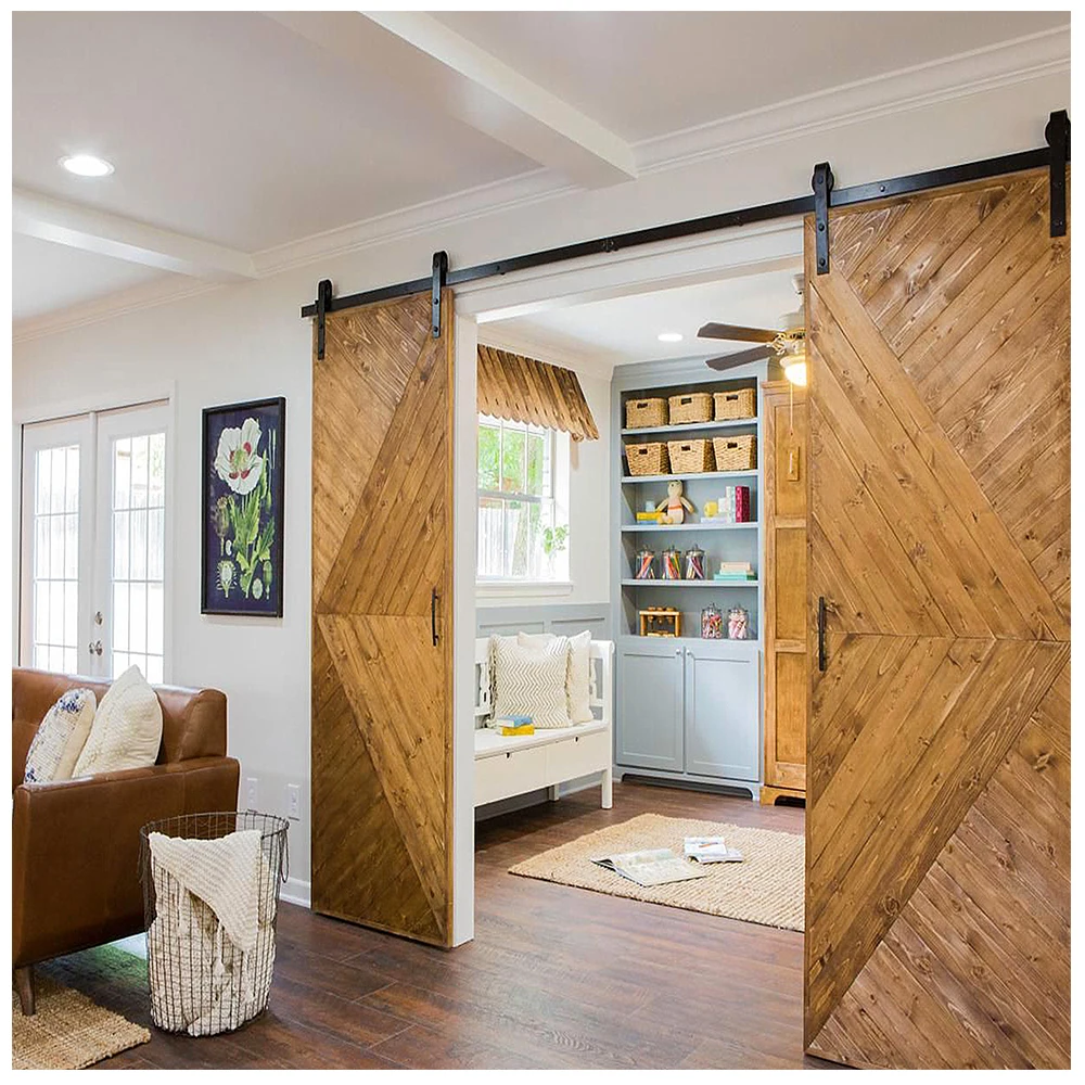 Frameless Aluminum Interior Noiseless Sliding Heavy Duty Sturdy Sliding Barn Door Hardware Kit