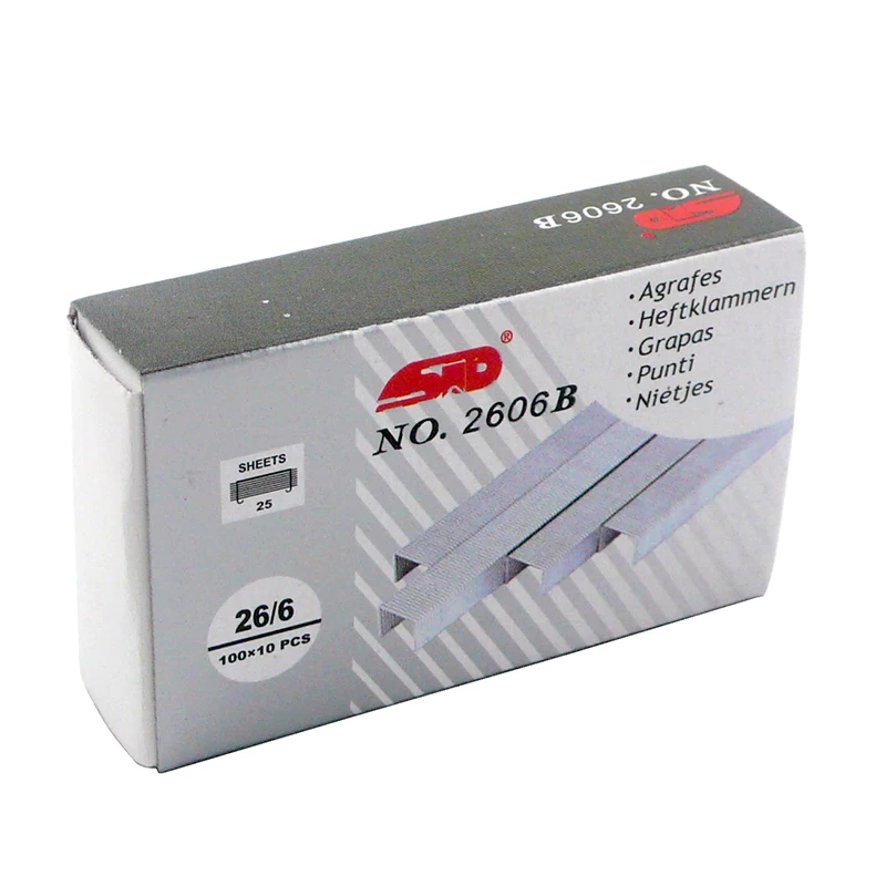 2606B Wholesale Office School Stationery 26/6 Staples for Paper Binding Galvanized Standard Silver Staples
