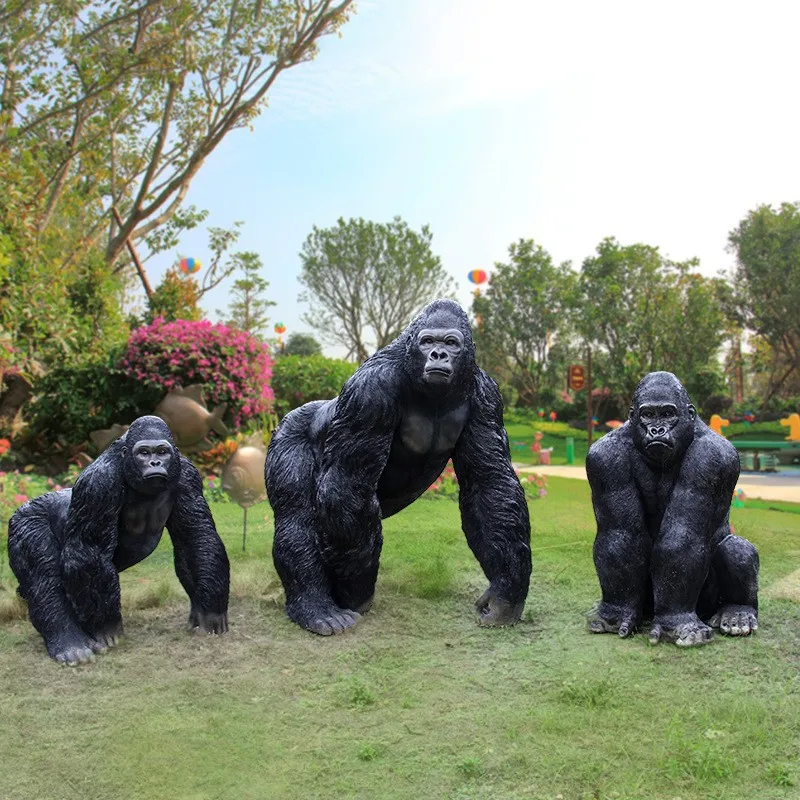 SE7ART Forest Park Resin Life Size Garden Statues Outdoor Decorations Large Outdoor Gorilla Sculptures