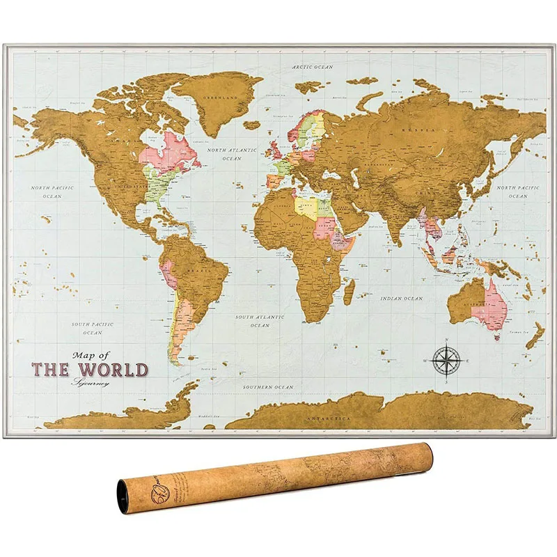 High Quality Precision 250g Coated Paper scratch world map gift
