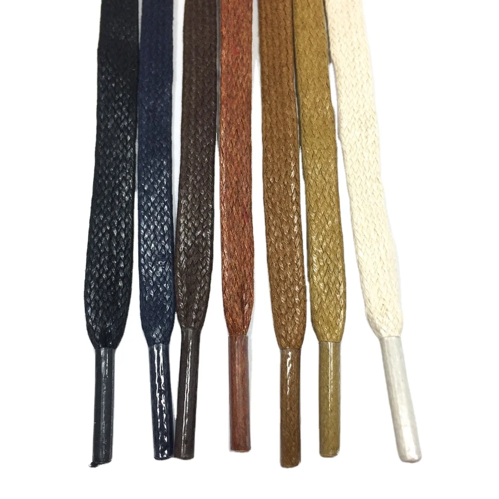 Custom brand leather shoes use cotton flat waxed shoe lace