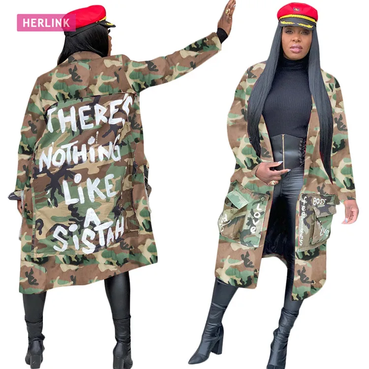 Женская камуфляжная длинная куртка, модная Осенняя камуфляжная куртка H2695, лидер продаж 2022